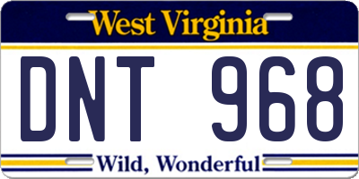 WV license plate DNT968
