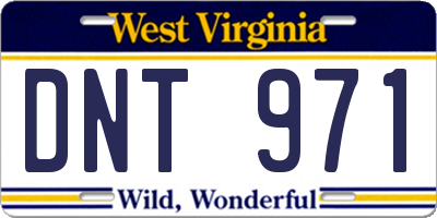 WV license plate DNT971