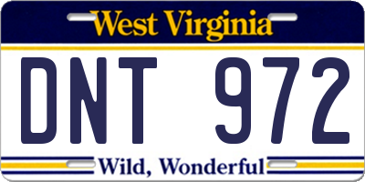 WV license plate DNT972
