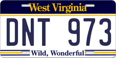 WV license plate DNT973