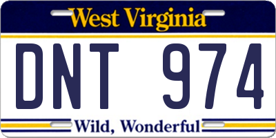 WV license plate DNT974