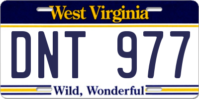 WV license plate DNT977
