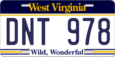 WV license plate DNT978
