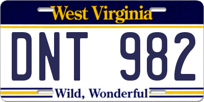 WV license plate DNT982
