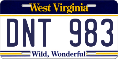 WV license plate DNT983