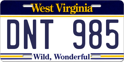 WV license plate DNT985