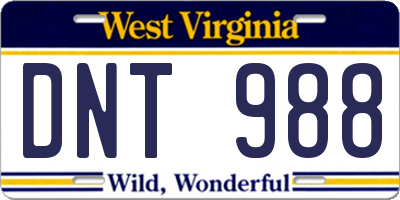 WV license plate DNT988