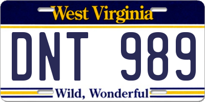 WV license plate DNT989