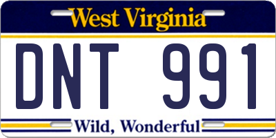 WV license plate DNT991