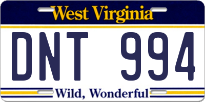 WV license plate DNT994