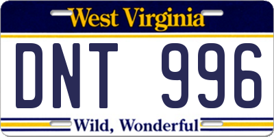 WV license plate DNT996