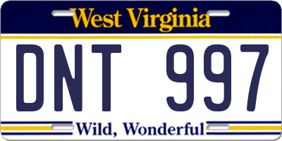 WV license plate DNT997