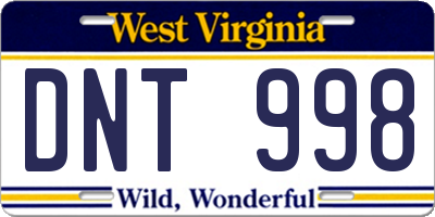 WV license plate DNT998