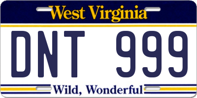 WV license plate DNT999