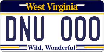 WV license plate DNU000