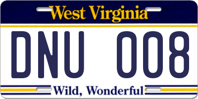 WV license plate DNU008