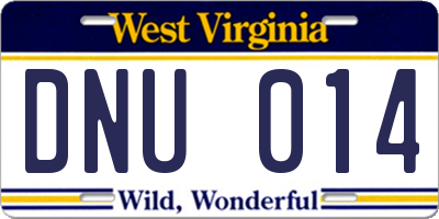 WV license plate DNU014