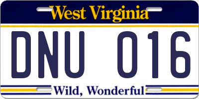 WV license plate DNU016