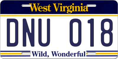 WV license plate DNU018