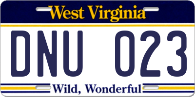 WV license plate DNU023