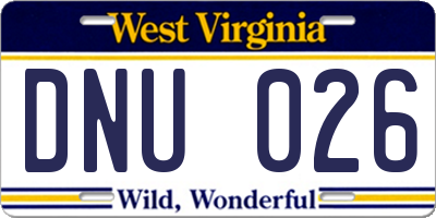 WV license plate DNU026