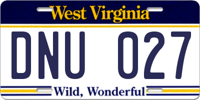 WV license plate DNU027