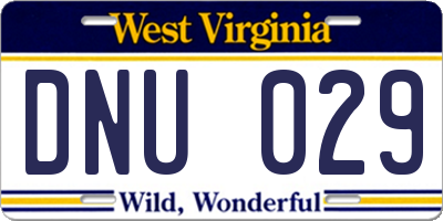 WV license plate DNU029