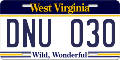 WV license plate DNU030