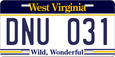 WV license plate DNU031