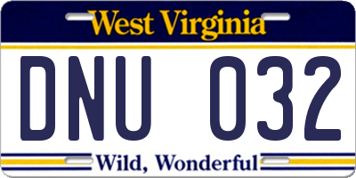WV license plate DNU032