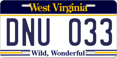 WV license plate DNU033