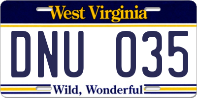 WV license plate DNU035