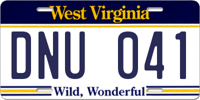 WV license plate DNU041