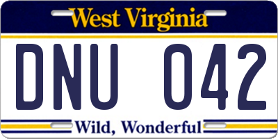 WV license plate DNU042