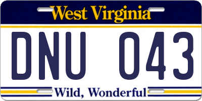 WV license plate DNU043