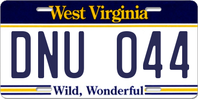 WV license plate DNU044