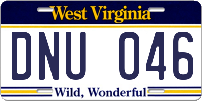 WV license plate DNU046