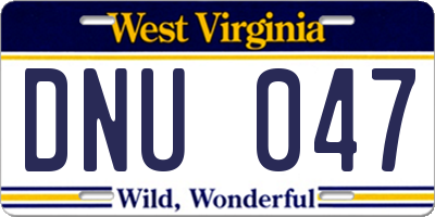 WV license plate DNU047