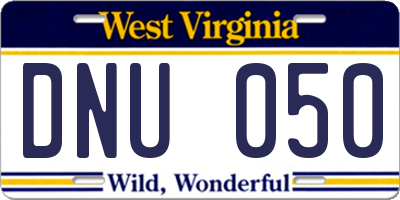 WV license plate DNU050