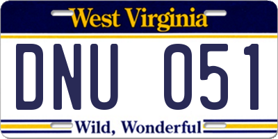 WV license plate DNU051