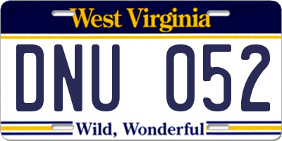 WV license plate DNU052