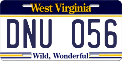WV license plate DNU056