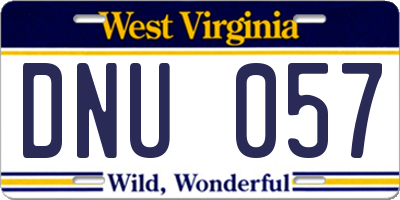 WV license plate DNU057