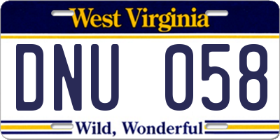 WV license plate DNU058