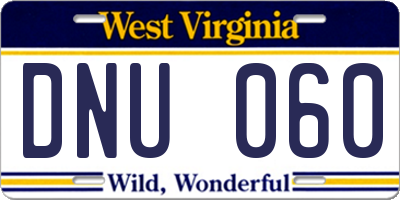 WV license plate DNU060
