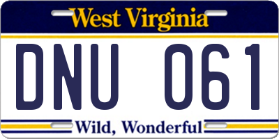 WV license plate DNU061