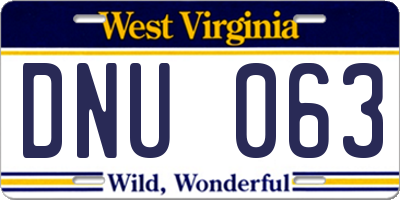 WV license plate DNU063