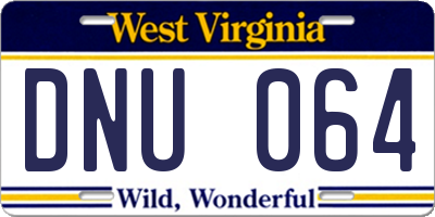 WV license plate DNU064