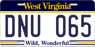 WV license plate DNU065