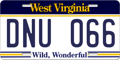 WV license plate DNU066